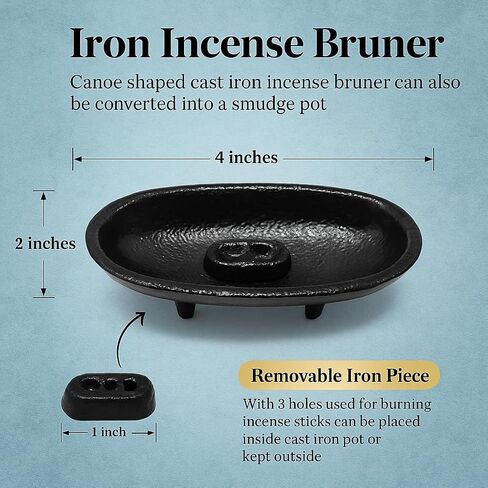 مجموعة مبخرة بخور من الحديد الزهر مقاس 4 × 2 بوصة، صائد رماد البخور ثلاثي الأرجل مثالي للتلطخ وطقوس حرق البخور والديكور in Kuwait