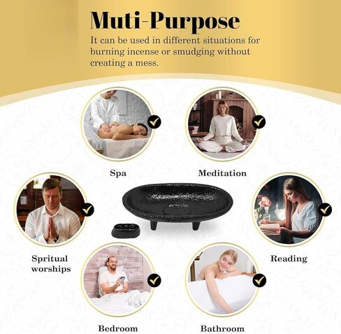 مجموعة مبخرة بخور من الحديد الزهر مقاس 4 × 2 بوصة، صائد رماد البخور ثلاثي الأرجل مثالي للتلطخ وطقوس حرق البخور والديكور in Kuwait