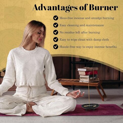 مجموعة مبخرة بخور من الحديد الزهر مقاس 4 × 2 بوصة، صائد رماد البخور ثلاثي الأرجل مثالي للتلطخ وطقوس حرق البخور والديكور in Kuwait