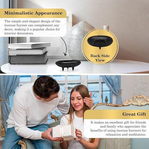 مجموعة مبخرة بخور من الحديد الزهر مقاس 4 × 2 بوصة، صائد رماد البخور ثلاثي الأرجل مثالي للتلطخ وطقوس حرق البخور والديكور in Kuwait
