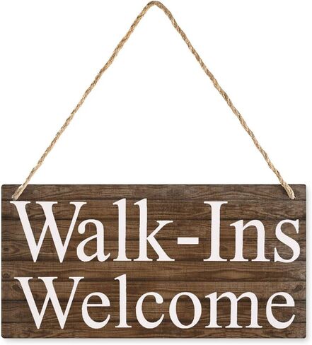 Wood Decor Sign Walk-Ins Welcome Business Office Clinic Spa Wood Sign Retro Wooden Public Decorative Hanging Sign For Home Door Fence Vintage Wall Plaques Decoration 12X6In in Saudi Arabia