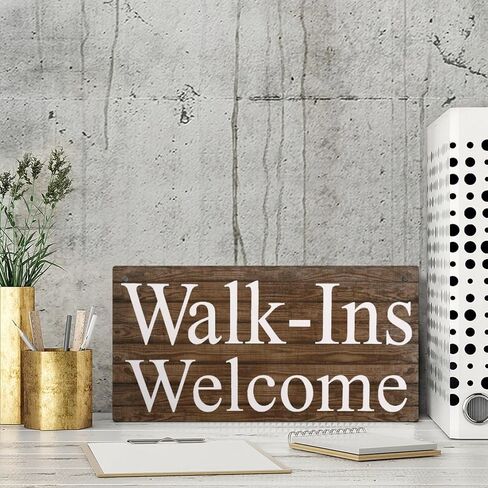 Wood Decor Sign Walk-Ins Welcome Business Office Clinic Spa Wood Sign Retro Wooden Public Decorative Hanging Sign For Home Door Fence Vintage Wall Plaques Decoration 12X6In in Saudi Arabia