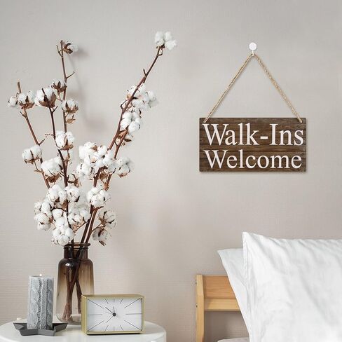 Wood Decor Sign Walk-Ins Welcome Business Office Clinic Spa Wood Sign Retro Wooden Public Decorative Hanging Sign For Home Door Fence Vintage Wall Plaques Decoration 12X6In in Saudi Arabia