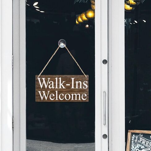 Wood Decor Sign Walk-Ins Welcome Business Office Clinic Spa Wood Sign Retro Wooden Public Decorative Hanging Sign For Home Door Fence Vintage Wall Plaques Decoration 12X6In in Saudi Arabia