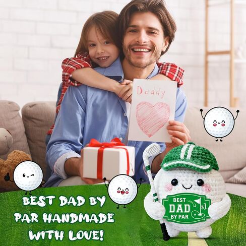 Golf Gifts for Dad - Best Dad by Par, Funny Crochet Golf Ball Accessories for Men Papa Valentines Fathers Day Presents Golfs Gift for Mens Husband Golfers New Daddy Birthday Gift from Daughter Son in Saudi Arabia