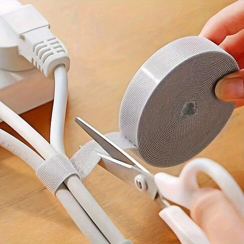 Self-Adhesive Multi-Use Cable Management Tape - PVC/Cord Holder Suitable for Electronics, Desk & Household - Cuttable Reusable Wire Organizer with Adhesive Backing (No Tools/Easy Splice) (Black) in Saudi Arabia