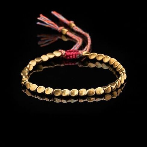 Handmade Gold Plated Beaded Bracelet – Minimalist Unisex Adjustable Beaded Bracelet for Men and Women, Waterproof Gold Bead Bracelet, Fashionable Stackable Jewelry Gift for Him or Her in Saudi Arabia