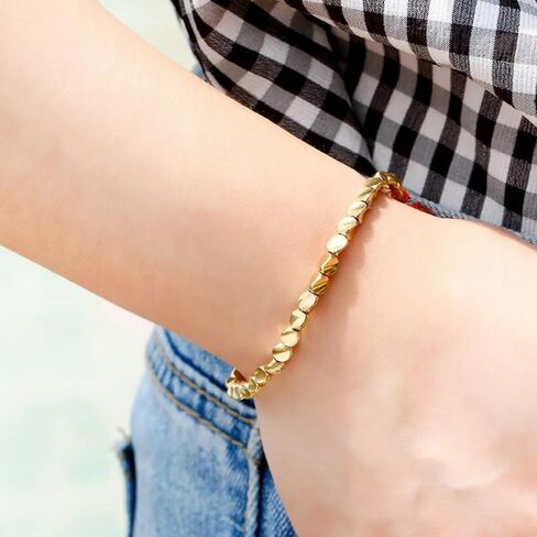 Handmade Gold Plated Beaded Bracelet – Minimalist Unisex Adjustable Beaded Bracelet for Men and Women, Waterproof Gold Bead Bracelet, Fashionable Stackable Jewelry Gift for Him or Her in Saudi Arabia