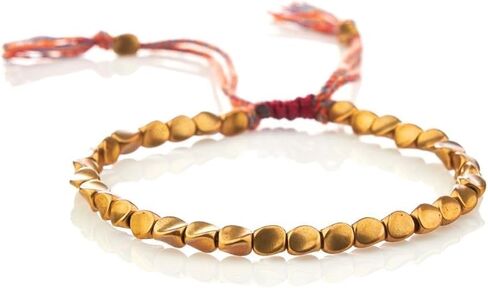 Handmade Gold Plated Beaded Bracelet – Minimalist Unisex Adjustable Beaded Bracelet for Men and Women, Waterproof Gold Bead Bracelet, Fashionable Stackable Jewelry Gift for Him or Her in Saudi Arabia
