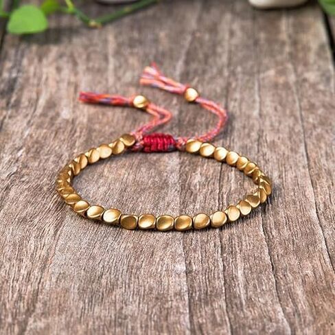 Handmade Gold Plated Beaded Bracelet – Minimalist Unisex Adjustable Beaded Bracelet for Men and Women, Waterproof Gold Bead Bracelet, Fashionable Stackable Jewelry Gift for Him or Her in Saudi Arabia