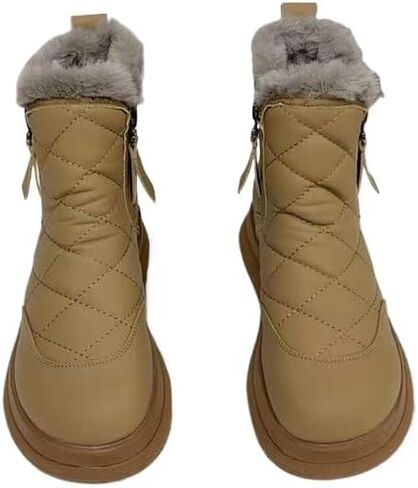 Warm and Stylish Women's Snow Boots with Plush Lining, Anti-Slip Sole, and Double-sided Zipper for Outdoor Winter Activities in Saudi Arabia