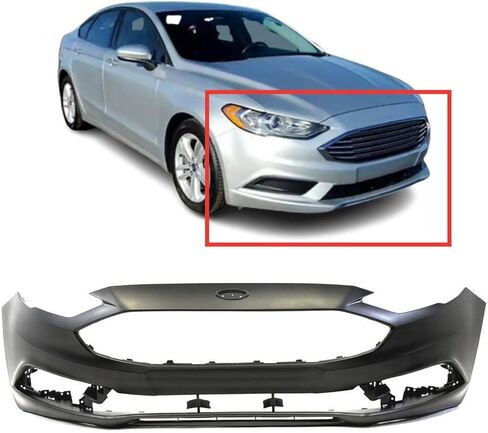 FitParts Compatible With Front Bumper Cover 2017-2018 Ford Fusion S SE Titanium Hybrid Energi Sedan 17-18. New, Primed and Ready for Paint. W/o Tow Hook Hole. HS7Z17D957APTM FO1000718 in Saudi Arabia