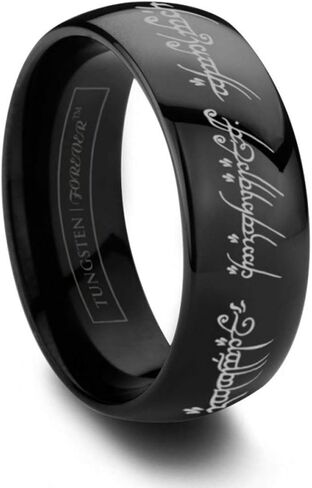 شريط التنغستن الثمين LOTR سيد الخواتم المحفور 6 مم 8 مم | كربيد التنجستن | 8 ملم | محفورة بالليزر | الراحة الملائمة | مقاومة للخدش | التبادلات ذات الحجم الحر | متين in Kuwait