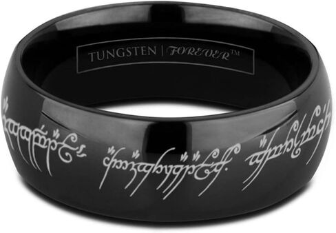 شريط التنغستن الثمين LOTR سيد الخواتم المحفور 6 مم 8 مم | كربيد التنجستن | 8 ملم | محفورة بالليزر | الراحة الملائمة | مقاومة للخدش | التبادلات ذات الحجم الحر | متين in Kuwait
