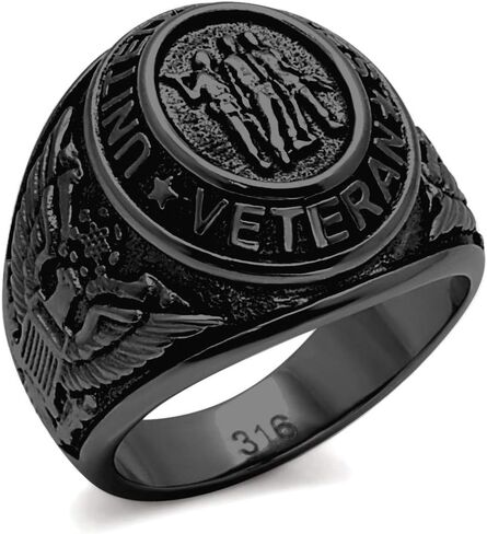 YVO Customizable Veteran Ring - Free Engraving Included - High Polished Steel or Gold Plating in Saudi Arabia