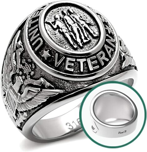 YVO Customizable Veteran Ring - Free Engraving Included - High Polished Steel or Gold Plating in Saudi Arabia