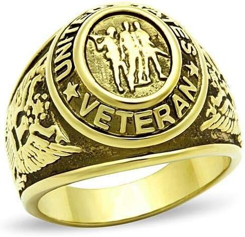 YVO Customizable Veteran Ring - Free Engraving Included - High Polished Steel or Gold Plating in Saudi Arabia