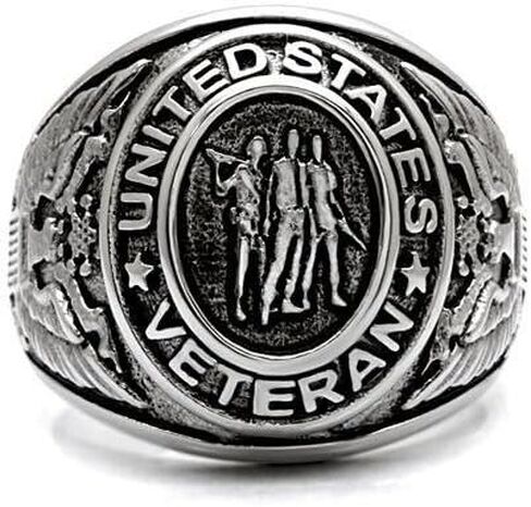 YVO Customizable Veteran Ring - Free Engraving Included - High Polished Steel or Gold Plating in Saudi Arabia