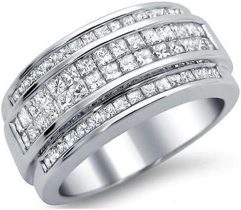 2.00 قيراط قطع الماس العصرية للرجال خاتم الخطوبة والزفاف 14 قيراط من الذهب الأبيض 925 الفضة الاسترليني in Kuwait