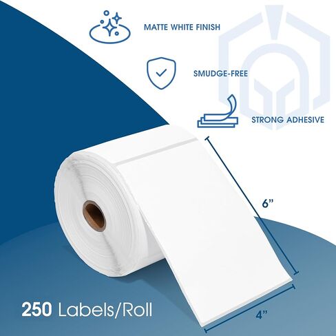 Spartan Industrial - 4" X 6" Direct Thermal Shipping Labels (10 Rolls, 250/Roll) Compatible with Rollo, Zebra, and Other Desktop Label Printers in Saudi Arabia