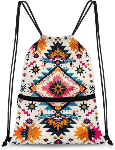 حقيبة ظهر برباط من ازتيك بوهو بنمط هندسي مقاومة للماء حقيبة رياضية حقيبة رياضية مع جيب جانبي للرجال والنساء in Kuwait