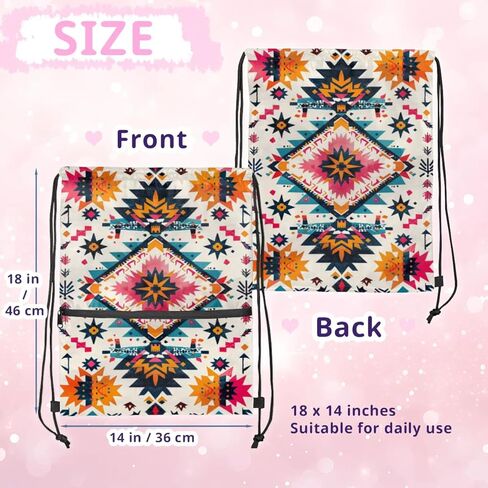 حقيبة ظهر برباط من ازتيك بوهو بنمط هندسي مقاومة للماء حقيبة رياضية حقيبة رياضية مع جيب جانبي للرجال والنساء in Kuwait