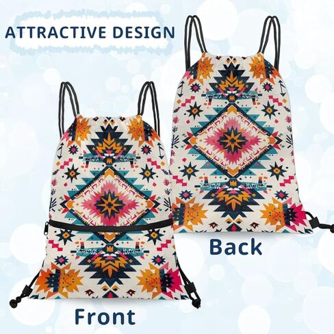 حقيبة ظهر برباط من ازتيك بوهو بنمط هندسي مقاومة للماء حقيبة رياضية حقيبة رياضية مع جيب جانبي للرجال والنساء in Kuwait