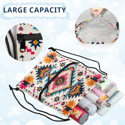 حقيبة ظهر برباط من ازتيك بوهو بنمط هندسي مقاومة للماء حقيبة رياضية حقيبة رياضية مع جيب جانبي للرجال والنساء in Kuwait