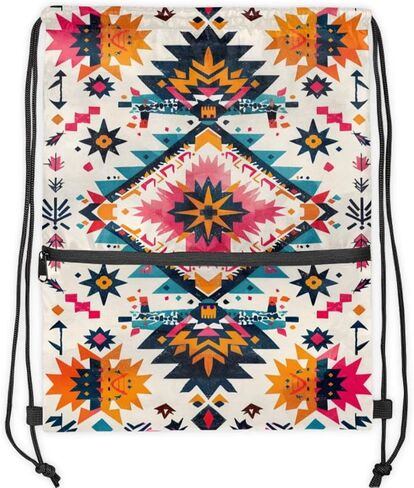 حقيبة ظهر برباط من ازتيك بوهو بنمط هندسي مقاومة للماء حقيبة رياضية حقيبة رياضية مع جيب جانبي للرجال والنساء in Kuwait