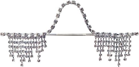 No Lens Rhinestone Glasses Frame,Sparkly Half Enclosure Eye Glasses,Heart Crystal Diamond Decor Metal Eyeglass,Half Frame Spectacle For Decoration,Silver,1 Piece in Saudi Arabia