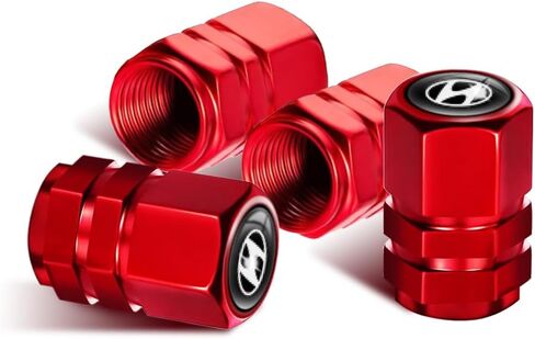 Car Tire Valve Caps, Tyre Cap for Hyundai Santa Fe Sonata Elantra Kona Tucson Car Tyre Parts, 4Pcs Red in Saudi Arabia