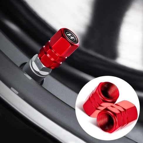Car Tire Valve Caps, Tyre Cap for Hyundai Santa Fe Sonata Elantra Kona Tucson Car Tyre Parts, 4Pcs Red in Saudi Arabia