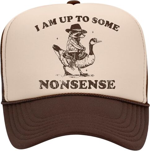 I Am Up to Some Nonsense Trucker Hat | Raccoon Duck Funny Meme | Premium Mesh Foam Snapback Hat for Men & Women in Saudi Arabia