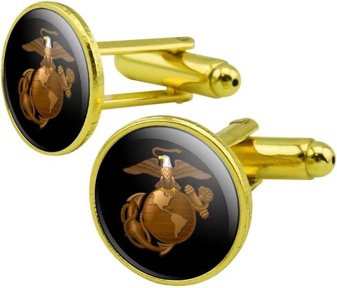 الرسومات والمزيد شعار Marines الذهبي على مجموعة أزرار الأكمام الدائرية المرخصة باللون الأسود باللون الذهبي in Saudi Arabia