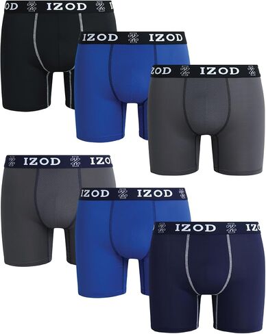 ملابس داخلية للرجال من IZOD - 6 قطع من الملابس الداخلية الرياضية الناعمة ذات الأداء (S-XL)، مقاس X-Large، أسود ورمادي وأزرق in Saudi Arabia