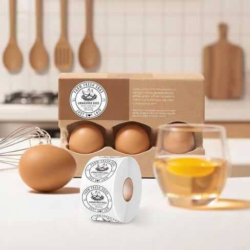 500Pcs Farm Fresh Egg Carton Stickers Labels, 1.7 Inch Self Adhesive Unwashed Eggs Lables for Farm Small Businesses and Chicken Farms Farmers Markets in Saudi Arabia