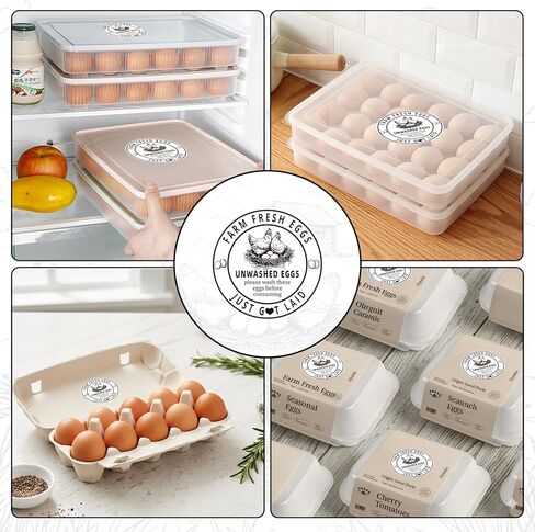 500Pcs Farm Fresh Egg Carton Stickers Labels, 1.7 Inch Self Adhesive Unwashed Eggs Lables for Farm Small Businesses and Chicken Farms Farmers Markets in Saudi Arabia