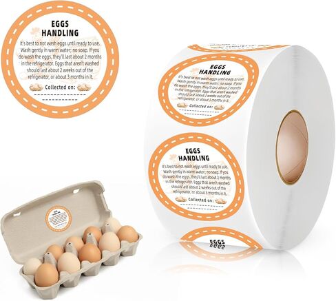 500Pcs Farm Fresh Egg Carton Stickers Labels, 1.7 Inch Self Adhesive Unwashed Eggs Lables for Farm Small Businesses and Chicken Farms Farmers Markets in Saudi Arabia