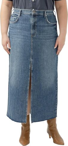 Silver Jeans Co. Women's Plus Size Front-Slit Maxi Jean Skirt in Saudi Arabia
