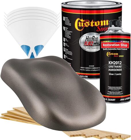 Custom Shop - Graphite Gray Metallic - Hot Rod Flatz Flat Matte Satin Urethane Auto Paint - Complete Gallon Paint Kit - Professional Low Sheen Automotive, Car Truck Coating, 4:1 Mix Ratio in Saudi Arabia