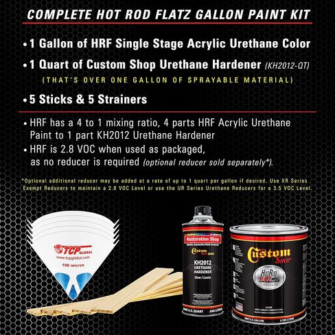 Custom Shop - Graphite Gray Metallic - Hot Rod Flatz Flat Matte Satin Urethane Auto Paint - Complete Gallon Paint Kit - Professional Low Sheen Automotive, Car Truck Coating, 4:1 Mix Ratio in Saudi Arabia