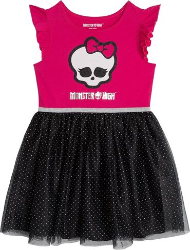 Monster High Girls Tulle Tutu Dress Logo Toddler to Big Kid Sizes (4T - 14-16) in Saudi Arabia