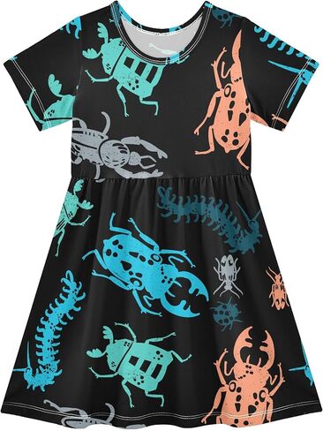 Fisyme Girls Dress Short Sleeve Kids Toddler Girl Casual Dresses in Saudi Arabia