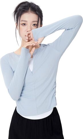 قمصان رياضية للسيدات بأكمام طويلة للفتيات المراهقات، قمصان داخلية للرقص مكونة من قطعتين لليوجا in Kuwait