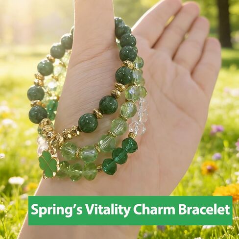 3 Pack Beaded Bracelet Stackable Christmas Thanksgiving St. Patrick’s Day, Lucky Green Beaded Bracelet, Festive Jewelry Gifts for Women in Saudi Arabia
