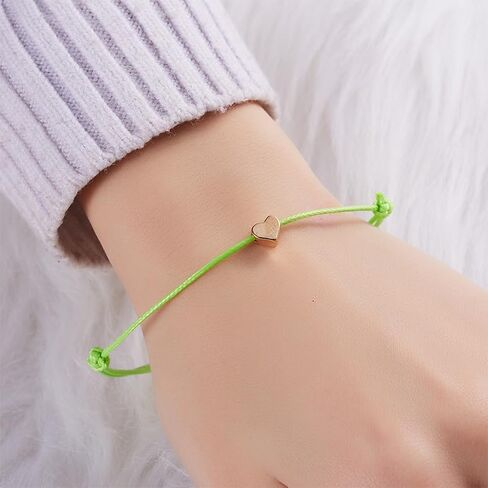 5PCS Couple Heart Charm Bracelet with Adjustable String, Love Heart Shape Beads String, Simple Hand Rope Jewelry Decor, Gift for Women Men Family Friends in Saudi Arabia