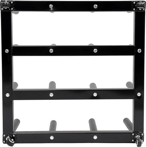 حامل لفافة رف تخزين من الفينيل - عربة لف حامل وسائط فولاذية شديدة التحمل مكونة من 16 لفة، 1200 رطل مطلية بمسحوق أسود 27.3 × 27.4 × 16.9 بوصة in Kuwait