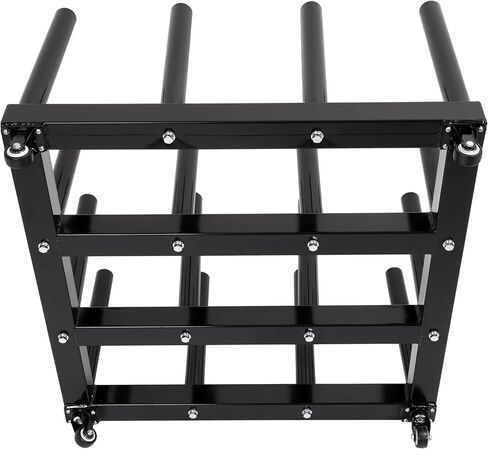 حامل لفافة رف تخزين من الفينيل - عربة لف حامل وسائط فولاذية شديدة التحمل مكونة من 16 لفة، 1200 رطل مطلية بمسحوق أسود 27.3 × 27.4 × 16.9 بوصة in Kuwait