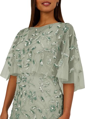 Adrianna Papell Bead Cape Dress Set in Saudi Arabia