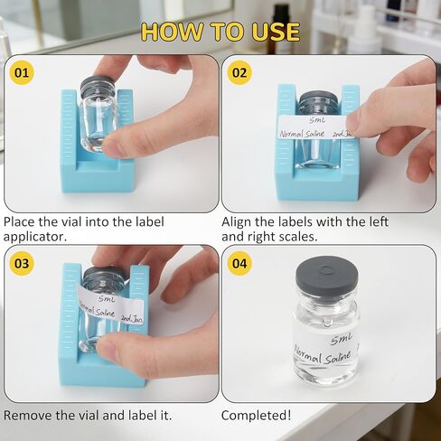 عبوتان من أداة توزيع ملصقات قارورة الببتيد لقوارير 2 مل/3 مل و5 مل/10 مل، أداة محاذاة الملصقات المحمولة لتوفير الوقت للمختبر والتنظيم المنزلي (لا تتضمن قوارير وملصق) in Kuwait